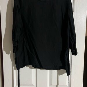 Bryn Walker 100% linen black tunic top sz large
